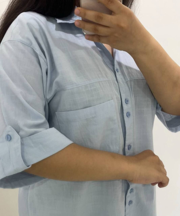 شومیز لینن آبی