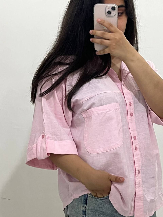 شومیز لینن صورتی