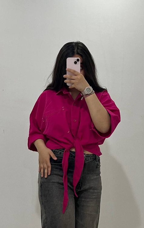 شومیز گره ای سرخابی