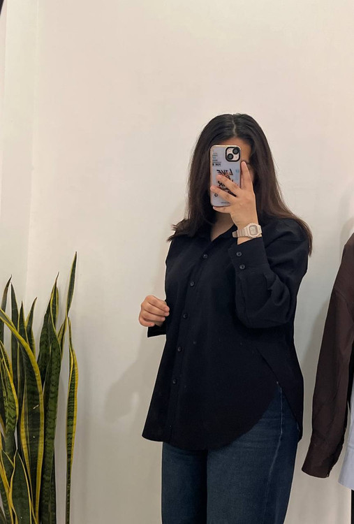 شومیز بغل هلال لینن مشکی